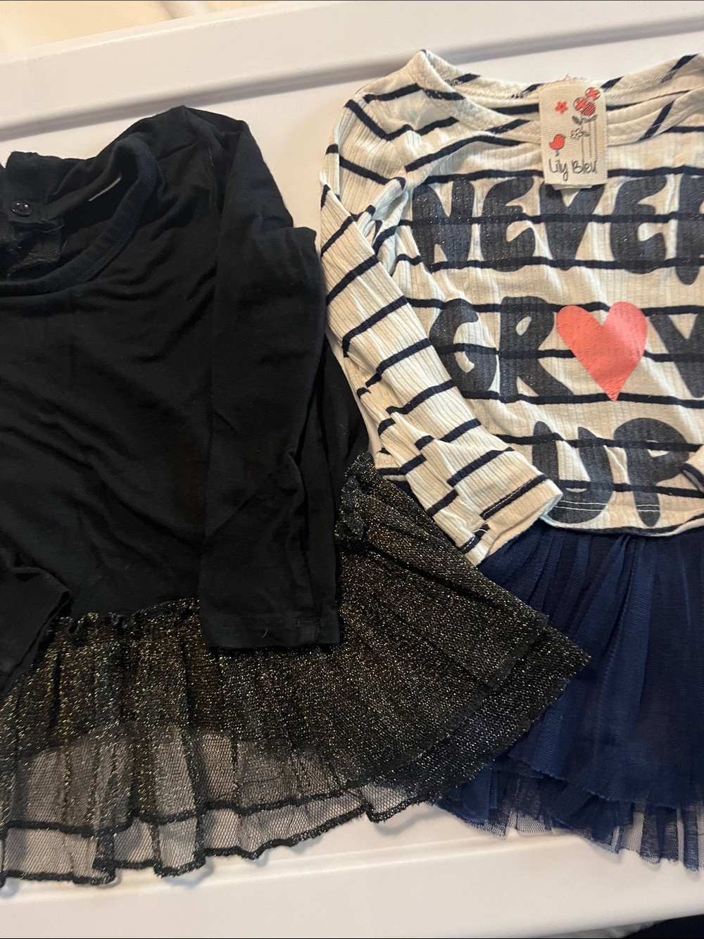 12 months Lily Bleu  Cream & Navy Girls' Long-Sleeve Tutu Top and other black